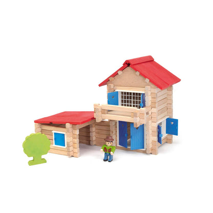 JEUJURA The wooden house - 140 pieces - Construction game in a carrying case - for ages 5 and up - Agility - Creativity - Handling - Catalog included - 8033
