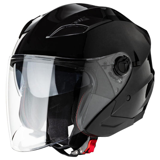 VINZ Calobra Jet helmet with sun visor and visor | scooter helmet motorcycle helmet | ECE 22.06 certified | in size XS-XXL - black