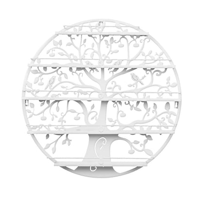FullBerg 5-Tier Metal Nail Polish Shelf Nail Polish Storage, Nail Polish Wall Shelf Round, Essential Oils Organizer Aromatherapy Shelf Lipstick Stand Display Rack Storage for Women White