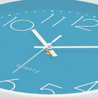 Lafocuse Blue Modern Wall Clock Silent 30cm, 3D Numbers No Ticking, Quartz Wall Clock Analog Easy to Read Decor for Living Room Nursery School Kitchen Office
