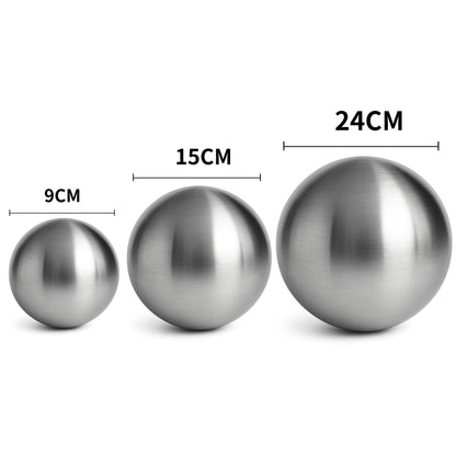 Köhko 3-piece stainless steel ball set-06 Ø 9-15-24 cm Decorative ball made of brushed-matte stainless steel.