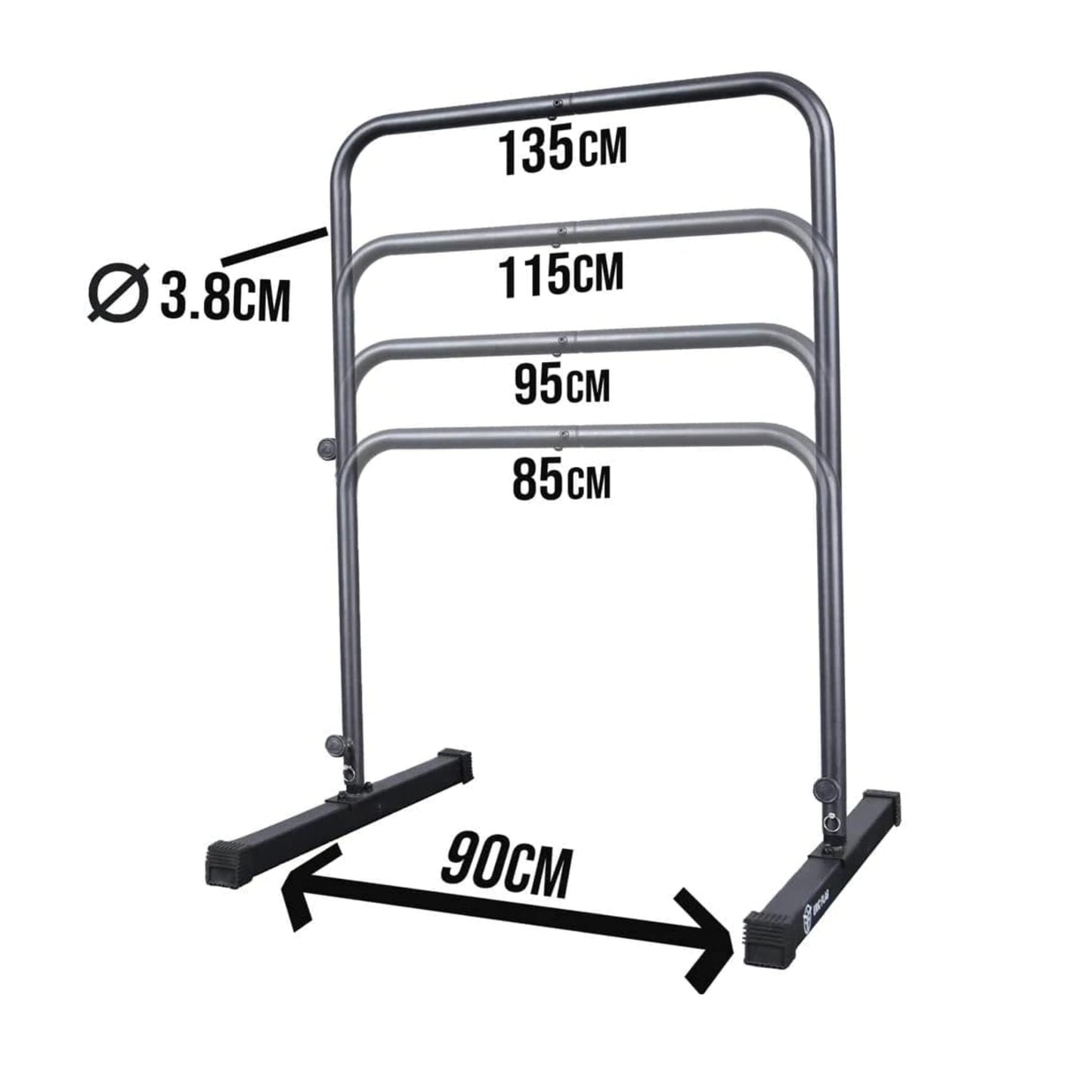 Eric Flag Calisthenics Equipment adjustable in 4 heights - Free-standing pull-up bar made of reinforced steel, up to 250 kg load-bearing capacity - Multifunctional calisthenics equipment for dips, pull-ups, gym.