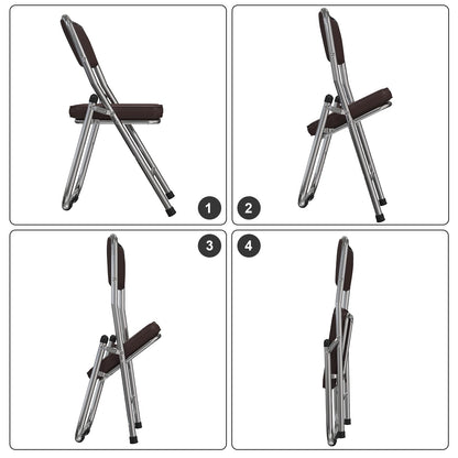 Lvhecforhm 1er Set Folding Chair with Backrest, Dining Chairs, Kitchen Chair with Steel Frame, Dining Chair Folding Conference Chair, Folding Chairs Brown Leather, Lounge Chair, Modern Outdoor Folding Chairs