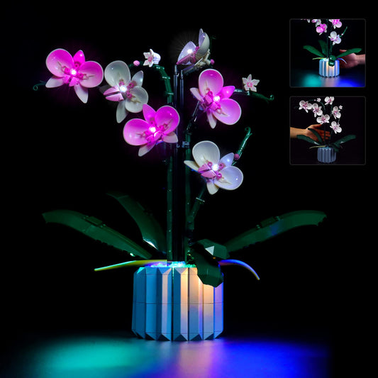 BrickBling light set compatible with Lego Orchid decoration LED light set, compatible with Lego 10311 Orchid Botanical Collection set (lights only, bricks not included) - light control version.