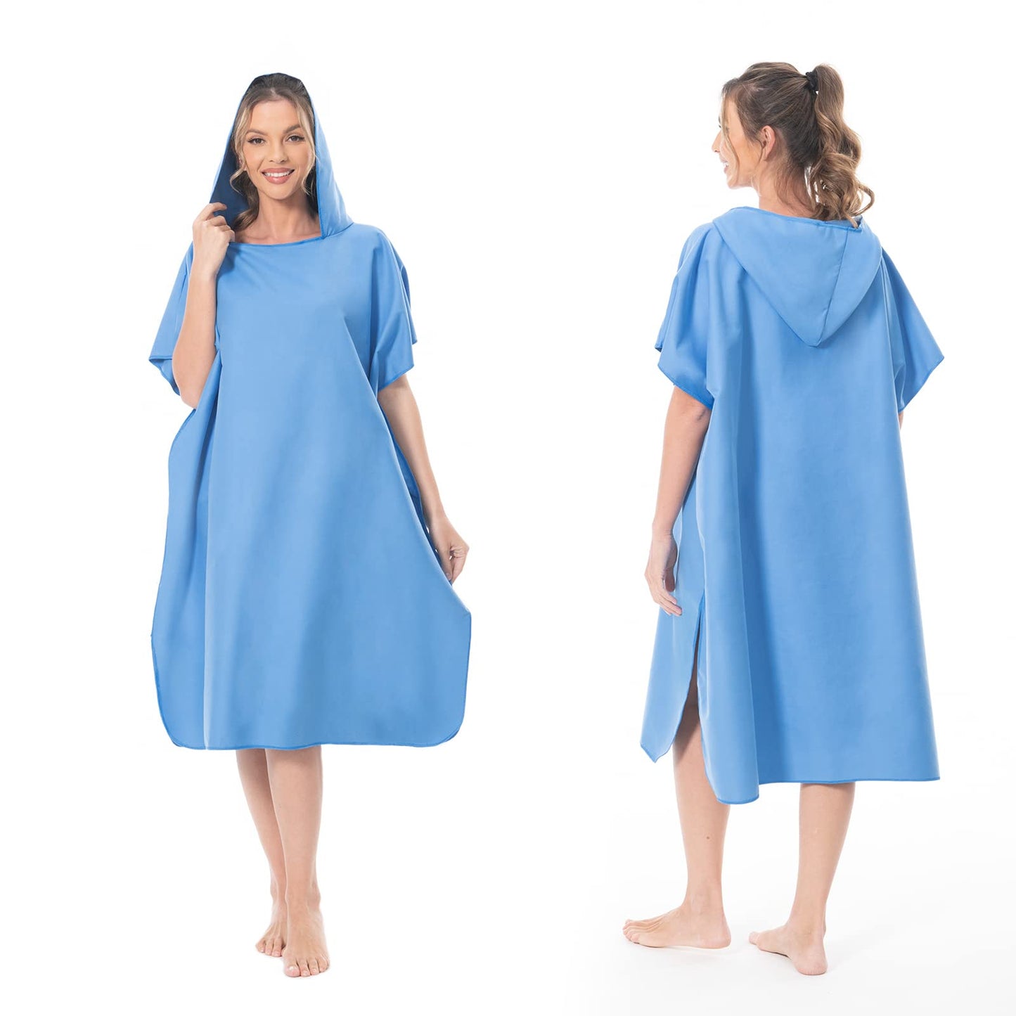 MOKANI Surf Poncho Changing Robe for Women Men Adults Teens, Ultralight and Quick-Drying, Microfiber Towel Poncho also serves as a changing robe at the beach (Blue)