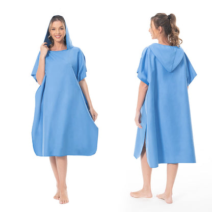 MOKANI Surf Poncho Changing Robe for Women Men Adults Teens, Ultralight and Quick-Drying, Microfiber Towel Poncho also serves as a changing robe at the beach (Blue)
