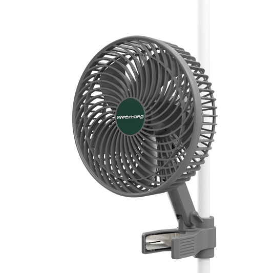 MARS HYDRO Upgrade M6 Clip Fan, oscillating and quiet, perfect for grow tents. 10 speed settings, app/WiFi controlled. Perfect for small spaces.