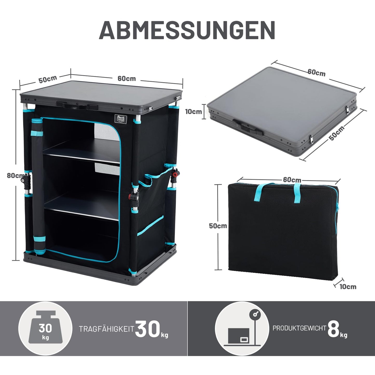 TIMBER RIDGE Folding Camping Cabinet Foldable Camping Kitchen Portable Car Cabinet Kitchen Box Foldable Cabinet All-in-one Portable with Carry Bag