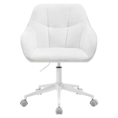 WOLTU home office chair, desk chair, swivel chair, vanity chair, adjustable height, supports up to 150kg, with bouclé seat, cream+beige, BS175grcm