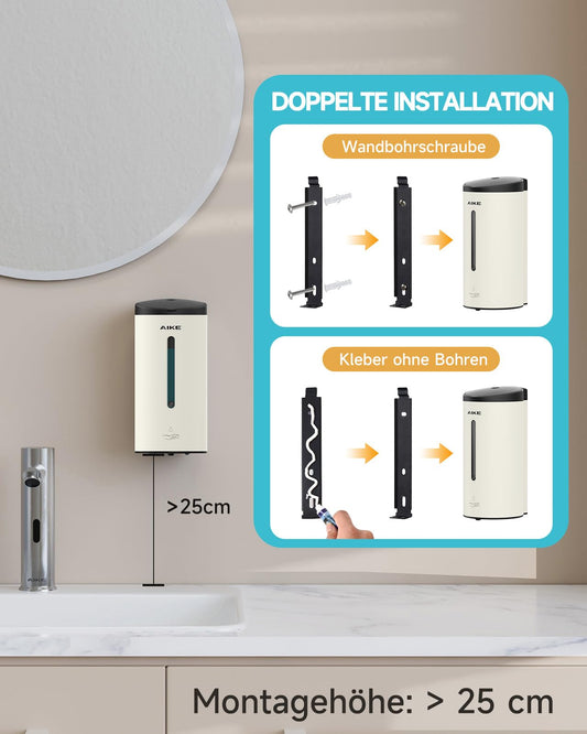 AIKE AK1205E Automatic Soap Dispenser Wall Mount, Commercial Large Capacity Stainless Steel Liquid Dispenser for Dining Room and Bathroom.