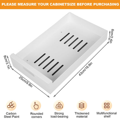 IGTOPS 2 Piece Telescopic Drawer, Extendable Drawer Storage Shelves for Kitchen Cabinets, Extendable Pull-out Drawer, No Drilling or Nailing Required (White, 25cm)
