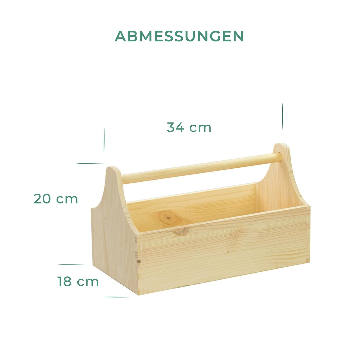 LAUBLUST Wooden Tool Box - Tool Case with Handle - Natural, 34 x 18 x 20 cm | Empty Toolbox - Men's Handbag | Gift Basket for Filling - FSC®