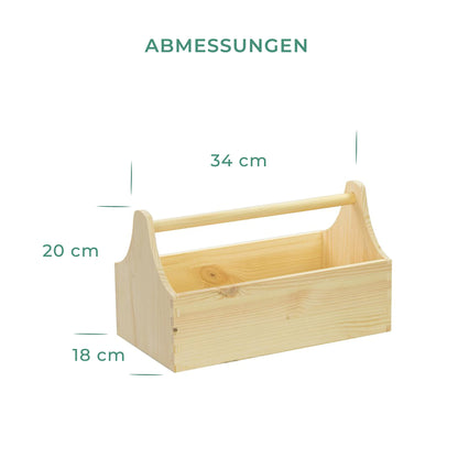 LAUBLUST Wooden Tool Box - Tool Case with Handle - Natural, 34 x 18 x 20 cm | Empty Toolbox - Men's Handbag | Gift Basket for Filling - FSC®