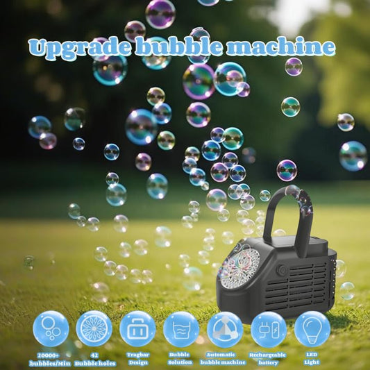 PANACARE Bubble Machine, Automatic Bubble Machine 20000+ Bubbles/Min with 42 Bubble Holes/Battery/Bubble Solution, Upgraded Bubble Machine for Kids/Adults/Wedding/Party