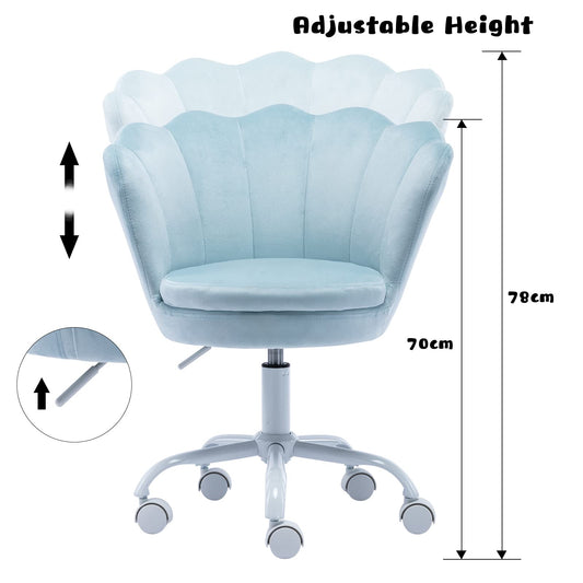 Wahson Velvet Kids Desk Chair Swivel Chair with Armrests for Girls Children Study Office Chair Adjustable Height (Light Blue)