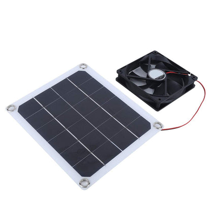 EVTSCAN solar-powered roof ventilation system, powerful fan and 10W solar panel set for greenhouse, pet dog chicken house, attic, gable, and storage cooling ventilation.