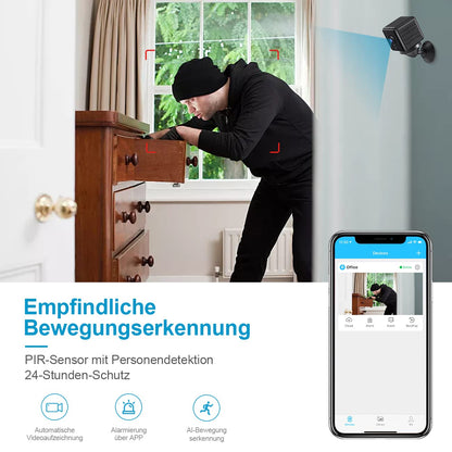 TODAYI 4K HD WiFi Mini Indoor Surveillance Camera Live Transmission Smartphone APP For Micro Camera Indoor With Battery Compact Small Security Camera With Motion Detection Night Vision