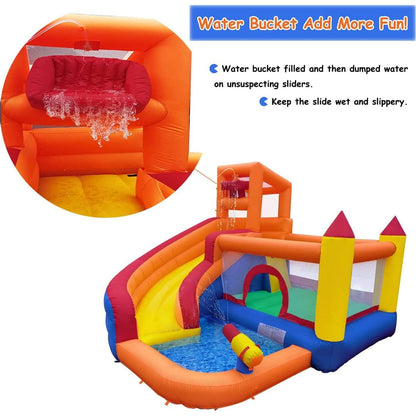 Ballsea Large Bouncy Castle with Blower, Dry/Wet Slide, suitable for children aged 3 to 10 years, Children's Bouncy Castle for Indoor or Outdoor use 320 x 280 x 232 cm