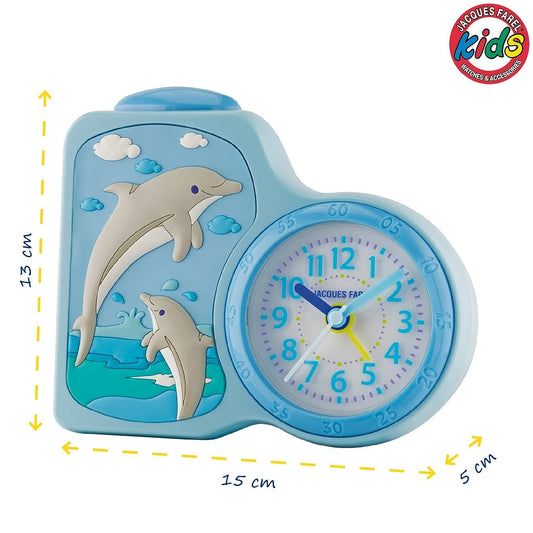 JACQUES FAREL Children's Alarm Clock Dolphin Light Blue without ticking, with light and snooze function ACB 712 DO