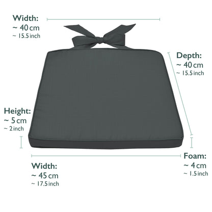 Beautissu Pia 4er Set Chair Cushions 40x45 cm - Outdoor Chair Cushions, Garden Seat Cushion Set for Rattan Chairs, Trapezoidal Outdoor Seat Cushions, Chair Pad Chair Cushion Graphite Grey