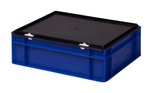1a-TopStore Heavy-duty Professional Storage Box Stackable Euro box Stackable Crate with Lid, Plastic Crate available in 5 colors and 21 sizes for industry, commerce, household (blue, 40x30x13 cm)