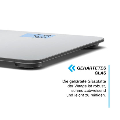 ACTIVE ERA Ultra-Slim Digital Body Weight Scale with precise accuracy and Step-On Technology - Scale made of safety glass and with large LCD display - Steel