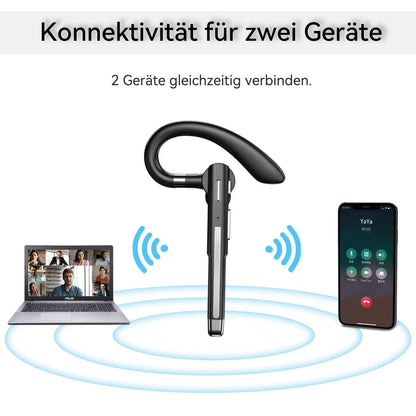 Bluetooth headset with microphone, V6.1 in-ear hands-free mobile wireless headphones with LED charging case for driving/business/office, IPX7 waterproof, compatible with iPhone Android smartphones and tablets.