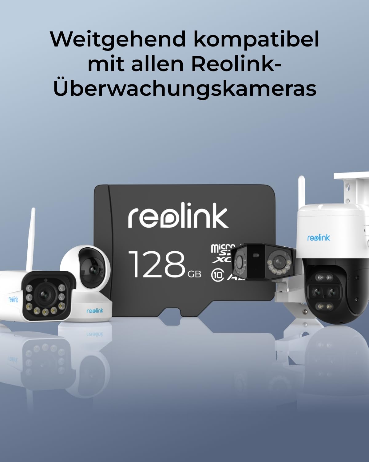 Reolink 128GB microSDXC memory card, Class 10, A2, V30, U3 TF card, compatible with surveillance camera, also for smartphone, action camera or drones, up to 100MB/s