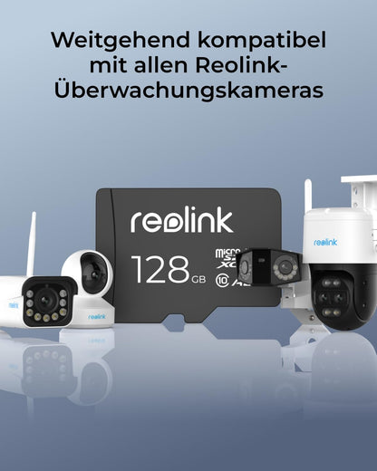 Reolink 128GB microSDXC memory card, Class 10, A2, V30, U3 TF card, compatible with surveillance camera, also for smartphone, action camera or drones, up to 100MB/s