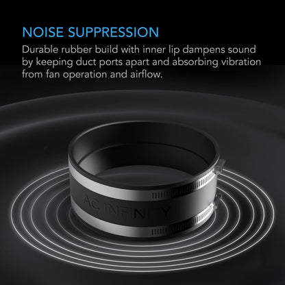 AC Infinity Noise Reducing Clamp, Duct Connector with Stainless Steel Clamps, 150mm - Flexible rubber clamp for inline fans and carbon filters in grow tents and ventilation systems.