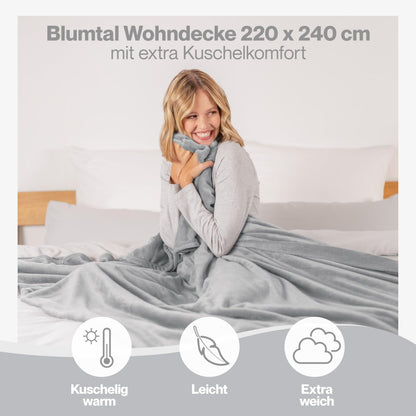 Blumtal Cuddle Blanket fluffy - Oeko-TEX certified fleece blanket 220x240 cm - Throw blanket 220x240 cm - Couch blanket as living & cuddle blanket - Soft cuddly blanket - Throw blanket Cuddle blanket soft in Gray