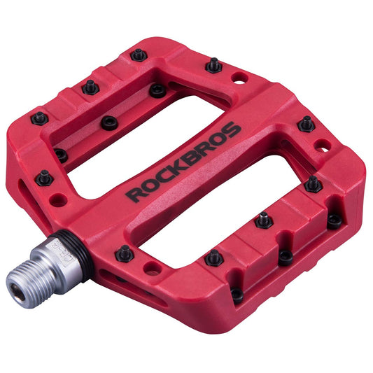 ROCKBROS Bike Pedals MTB Flat Pedals, non-slip platform pedals with stainless steel pins, ball bearings & graphite DU, Durable nylon, 9/16 inch pedals for mountain bike, trekking, city bike