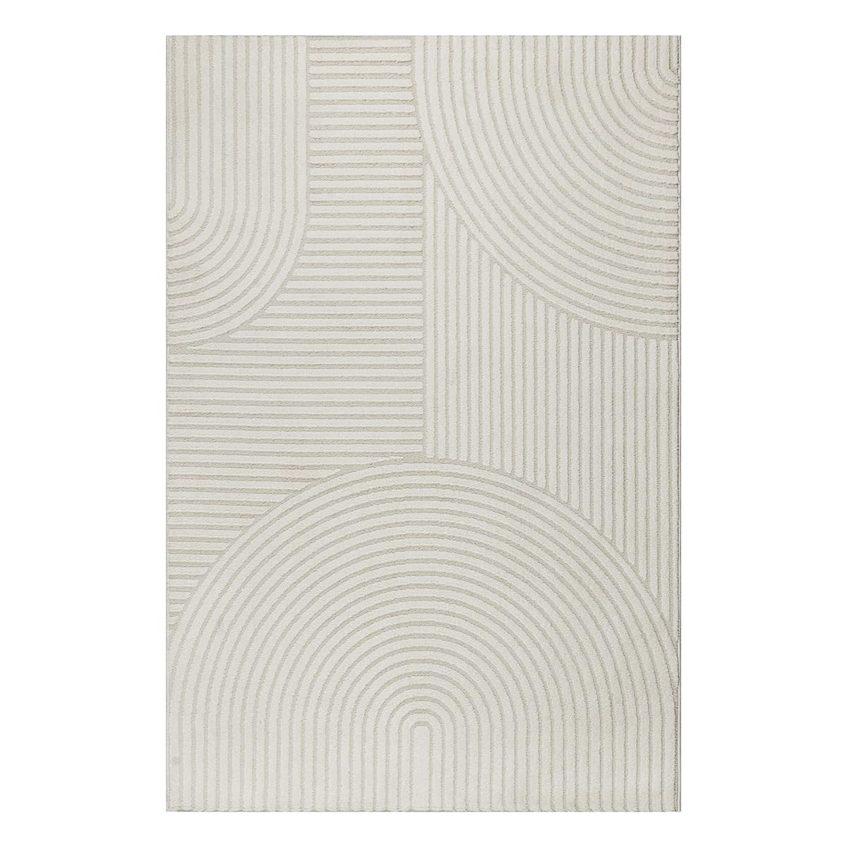 The carpet Everest - modern short pile rug for living room bedroom with high-low effect, 3D effect, high pile density and pleasantly soft, Cream, 200 x 290 cm
