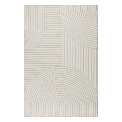 The carpet Everest - modern short pile rug for living room bedroom with high-low effect, 3D effect, high pile density and pleasantly soft, Cream, 200 x 290 cm