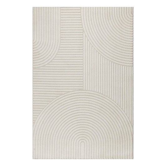The carpet Everest - modern short pile rug for living room bedroom with high-low effect, 3D effect, high pile density and pleasantly soft, Cream, 200 x 290 cm