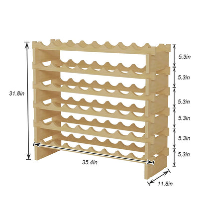 SogesHome Wine Rack Stackable 6-Tier Wine Storage for 48 Bottles Wine Stand Bottle Holder Wooden Wine Cabinet