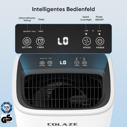 COLAZE Dehumidifier, 12L/24h Electric Dehumidifier, Suitable for Room Sizes up to 120m³ (30m²), Quiet Dehumidifier with Digital Display, Room Dehumidifier for Basement Bedroom Bathroom