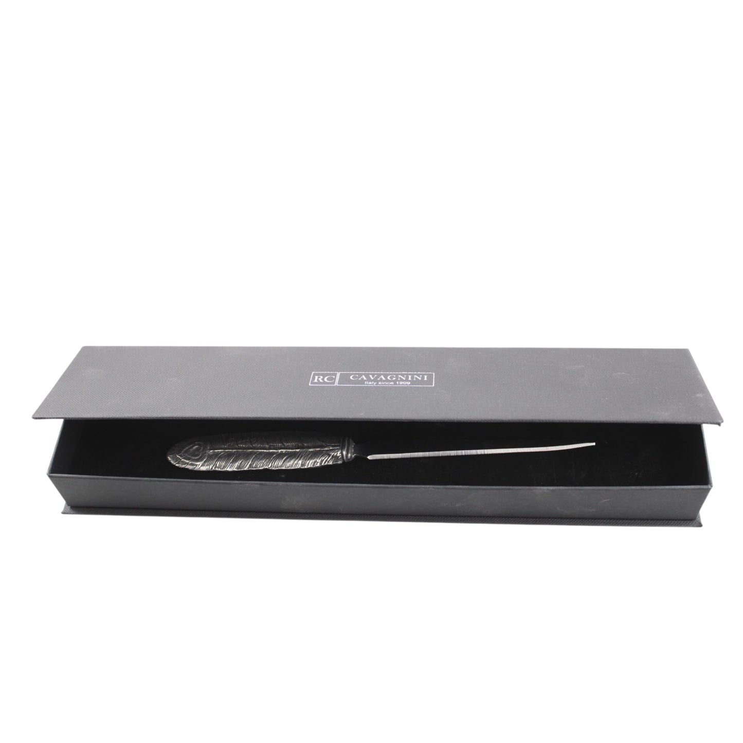 Cavagnini, elegant letter opener made of stainless steel and pewter, including gift box (Quill)