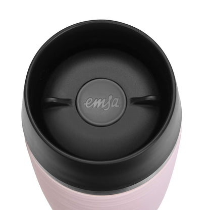Emsa Travel Mug Waves Grande Insulated Cup N20120 | 0.5 L | up to 6h hot and 12h cold | 100% leak-proof thermal cup | 360° drinking opening | Quick-Press closure | Powder Pink