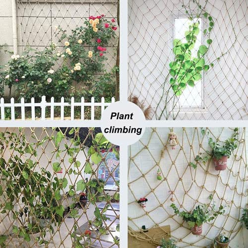 KACQIYT Children Safety Net, Climbing Net, Stair Balcony Fall Protection Net Partition Ceiling Net Playground Safety Net Obstacle Protection Garden Fence Net Decorative Hemp Rope Net Indoor and Outdoor