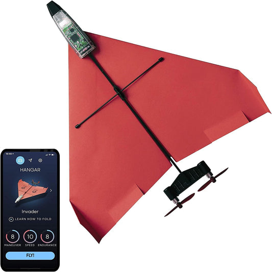 POWERUP 4.0. Smartphone-controlled paper airplane set of the next generation. Easy to use with autopilot function and integrated gyroscope. For all hobbyist flyers and enthusiastic pilots.