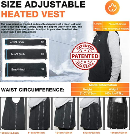 ARRIS Heated Vest for Men, Electric Fleece Heating Vest with 7.4V Battery for Outdoor Camping Hiking Hunting Skiing Adjustable Size