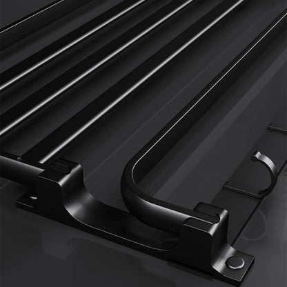 Towel holder without drilling in matte black, self-adhesive bathroom towel holder, wall-mounted towel holder with 5 towel hooks, bath towel holder, towel rack for bathroom kitchen, 58cm, aluminum.