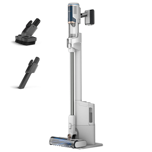 Shark Clean and Empty Cordless Vacuum with Anti Hair Wrap, up to 40 minutes runtime, self-cleaning system, for pet hair, carpets and hard floors, with LED lights, quiet operation, white/blue, BU3521EU
