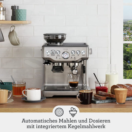Sage - The Barista Express - Coffee machine with manual milk frother & integrated grinder - 16 grind settings, automatic grinding, customizable milk foam - Black Truffle
