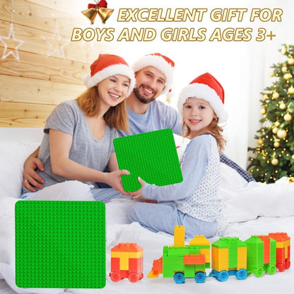 4 Large Building Plates Compatible with Lego Duplo, 38.4 * 38.4cm Classic Baseplate with 24 x 24 Studs for Duplo Bricks, Construction Toy for Toddlers, Girls and Boys, Green, Blue, Red, Gray.