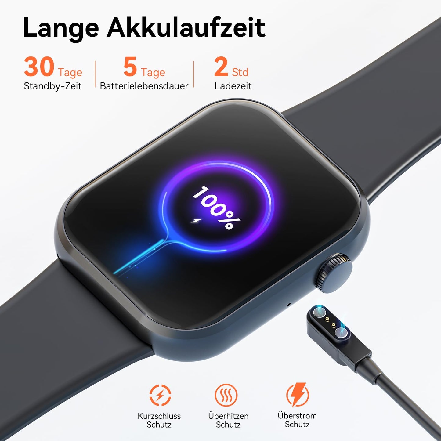2023 smartwatch for ladies and gentlemen, 1.85-inch screen smartwatch with Bluetooth calling and hands-free function, smartwatch with pedometer, heart rate monitor, fitness watch for Android iOS.