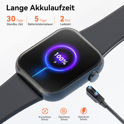 2023 smartwatch for ladies and gentlemen, 1.85-inch screen smartwatch with Bluetooth calling and hands-free function, smartwatch with pedometer, heart rate monitor, fitness watch for Android iOS.