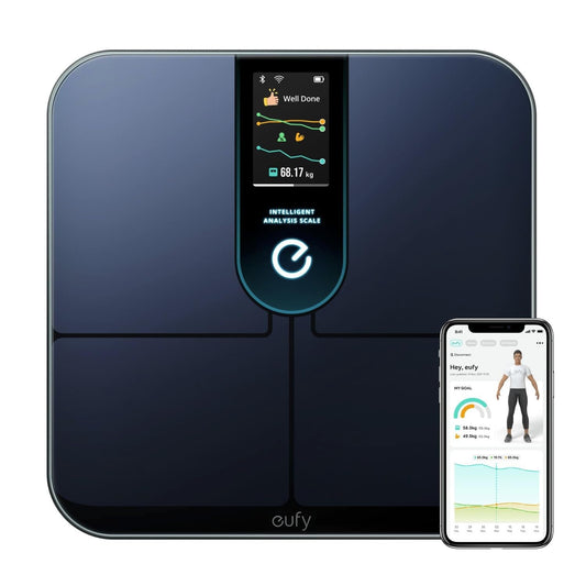 eufy by Anker WiFi Fitness Tracking Smart Scale P3, smart scale with analysis, virtual 3D body model, digital scale with 16 measurements, heart rate, BMI, Bluetooth, with app
