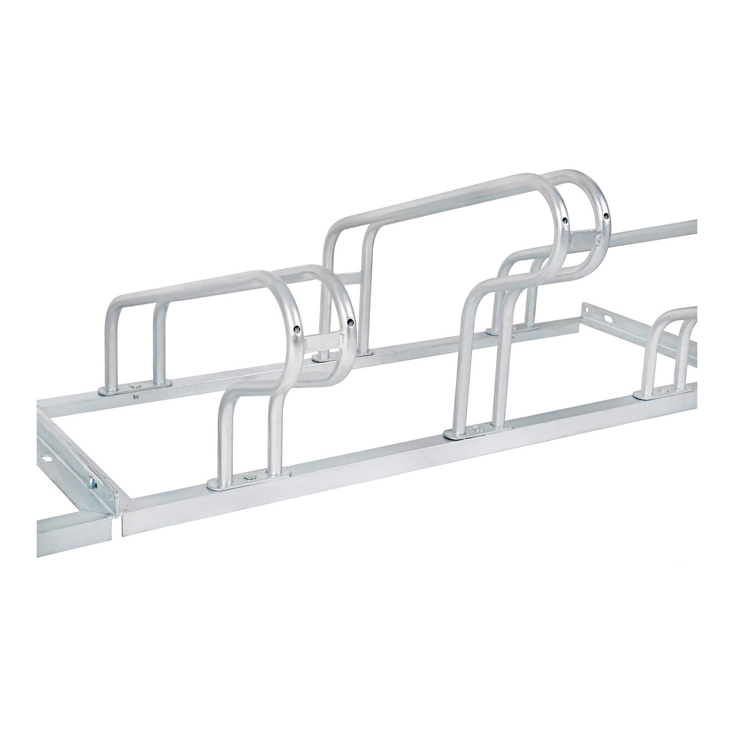 BULL bike stand, for 6 bikes, hot-dip galvanized steel construction, hoop rack, suitable for mountain bikes, for row connection and floor mounting, tire width up to 5.5 cm